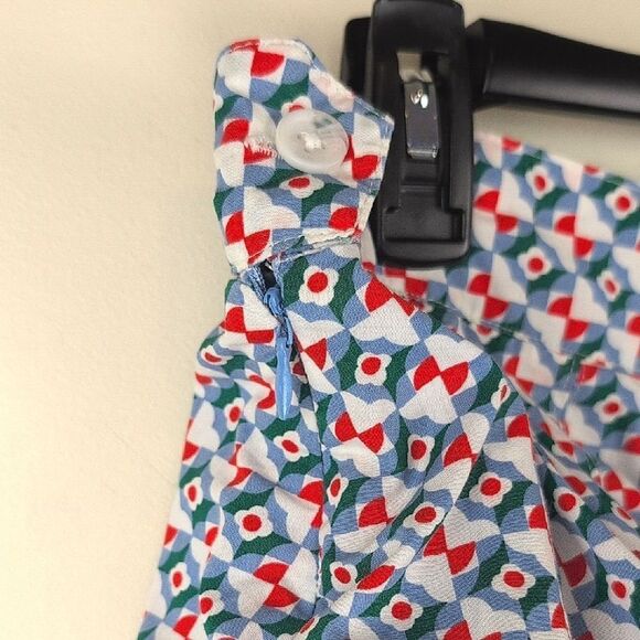 Maeve by Anthropologie Pleated Red and Blue A-Line Flirty Skater Skirt Size 8 - Picture 7 of 13